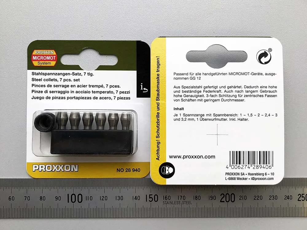 Стальные цанги Proxxon, 6 шт 28940