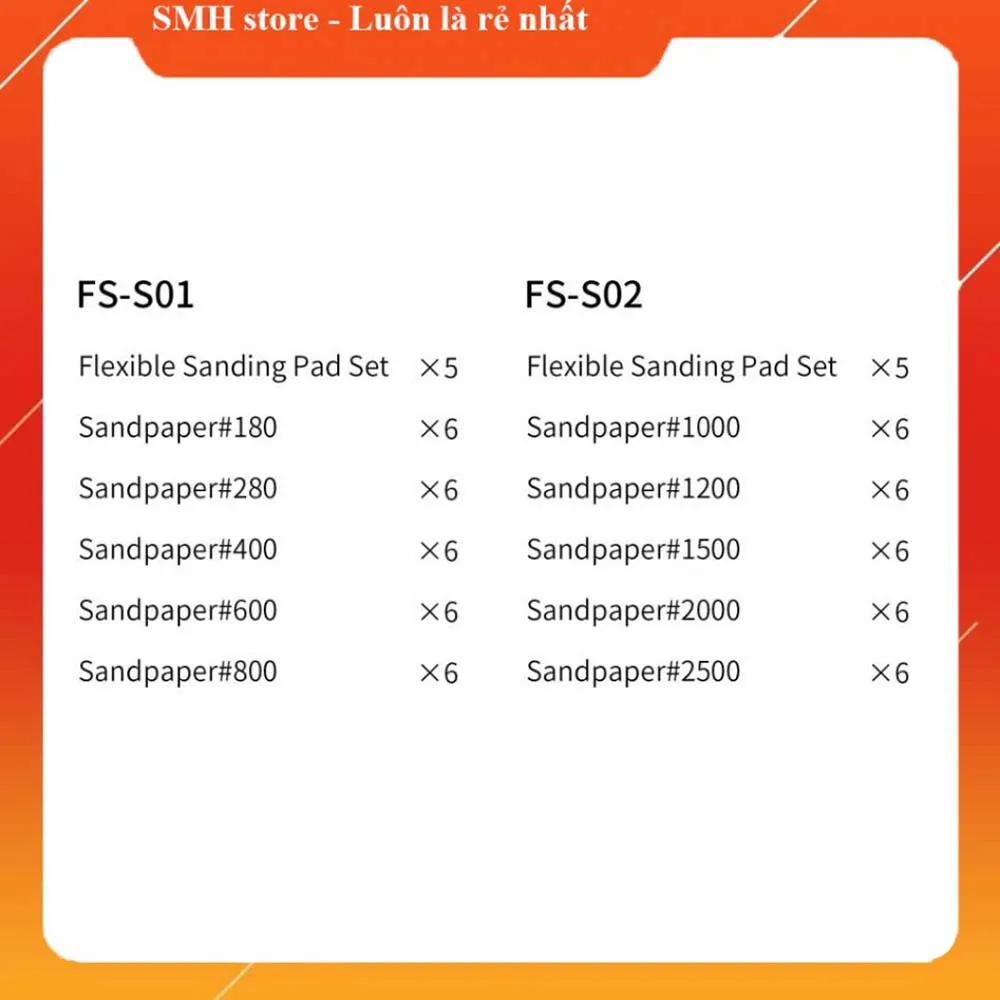 Набор из 3 мм шлифовальных губок (5 шт) и 30 пластин зернистости 1000-2500