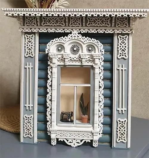 Сборная модель наличника "Хорлово", 230 деталей + Клей и краски в комплекте