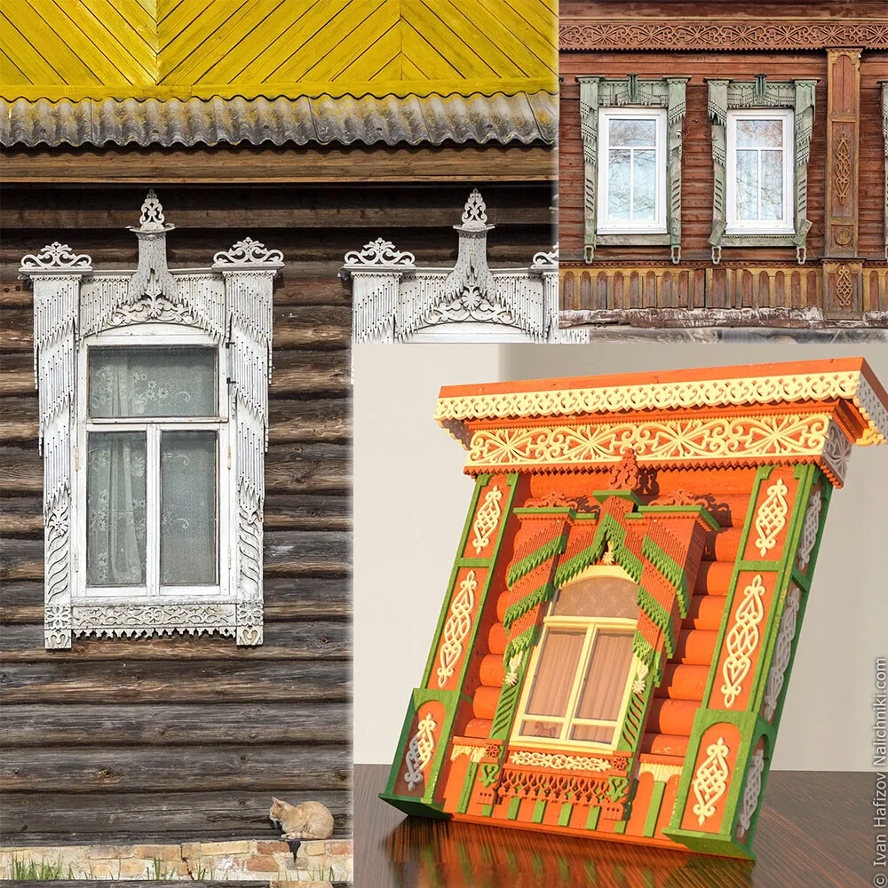 Сборная модель наличника "Бахромчатый", 288 деталей + Клей и краски в комплекте