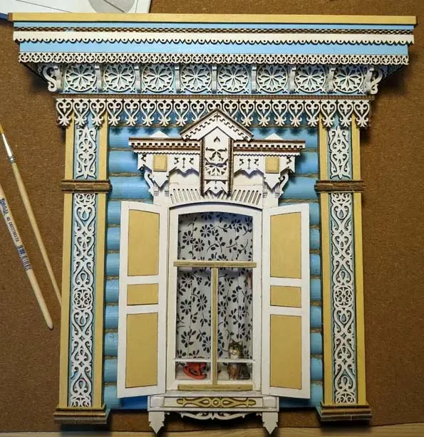 Сборная модель наличника "Улан-Удэ", 270 деталей + Клей и краски в комплекте