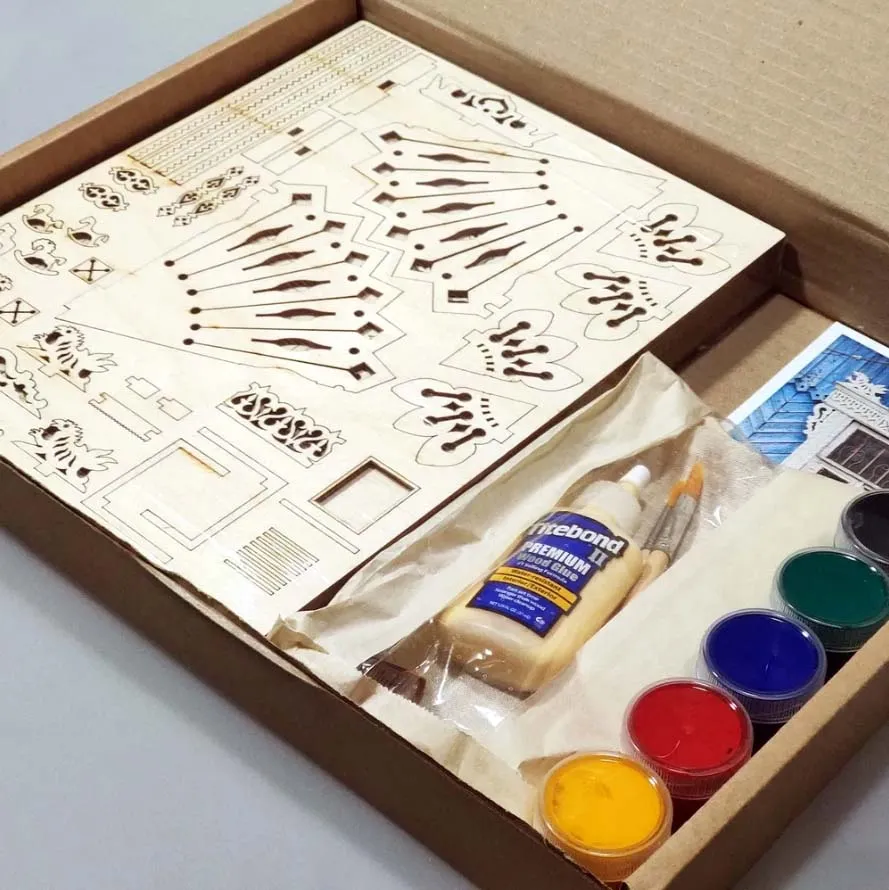 Сборная модель наличника "Драконы", 270 деталей + Клей и краски в комплекте