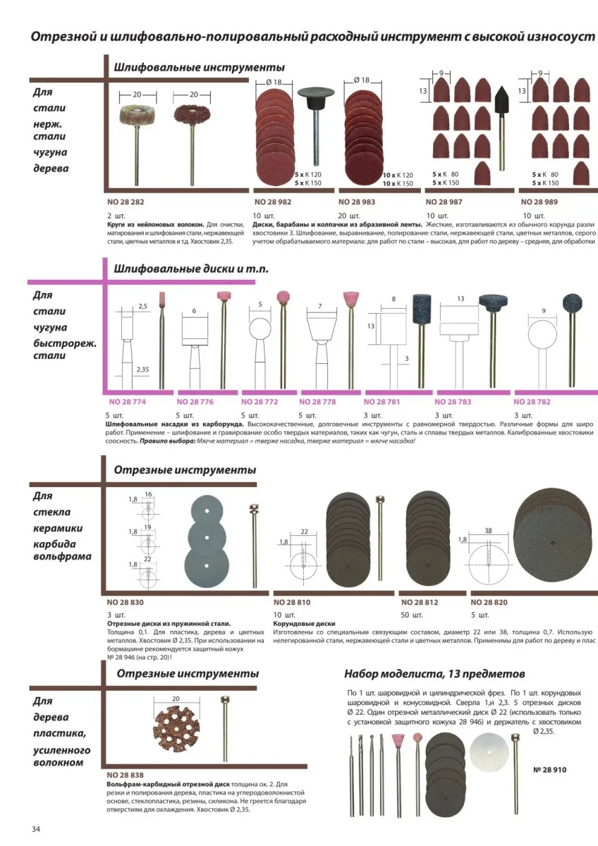 Шлифовальные насадки Proxxon, диск 6 мм, 5 шт