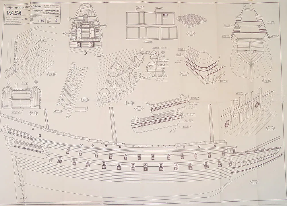 Чертеж корабля Wasa