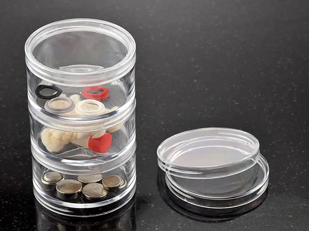 Круглые прозрачные контейнеры, диаметр 70 мм, 4 штуки, стыкуемые